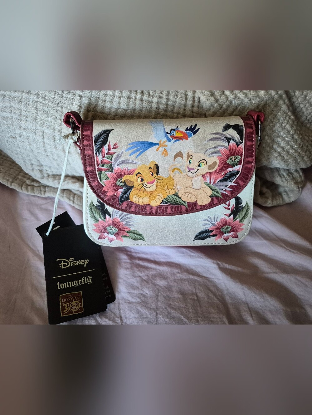 NWT Disney Loungefly Pink and Cream 25th Anniversary The Lion King Crossbody Bag